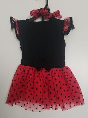Black & Red Polka Dot Tutu With Black Top